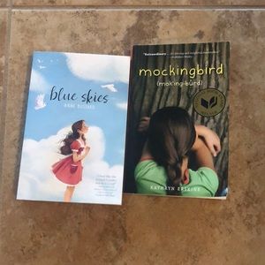 mockingbird by Kathryn Erskine and blue skies by Anne Bustard.